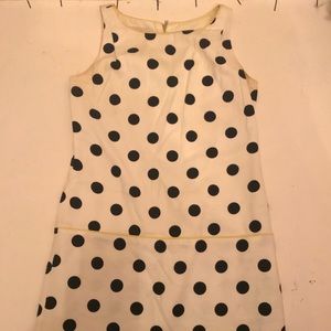 Polka dot dress with yellow piping